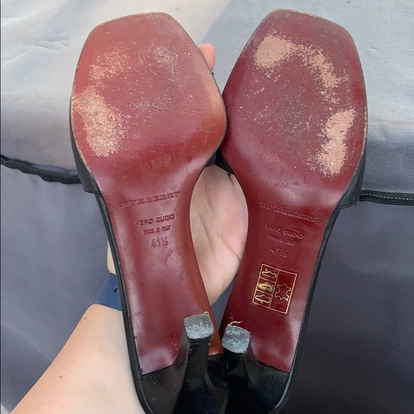 Vintage Black Burberry Square Toe Heels Sz 41.5 - Picture 4 of 6